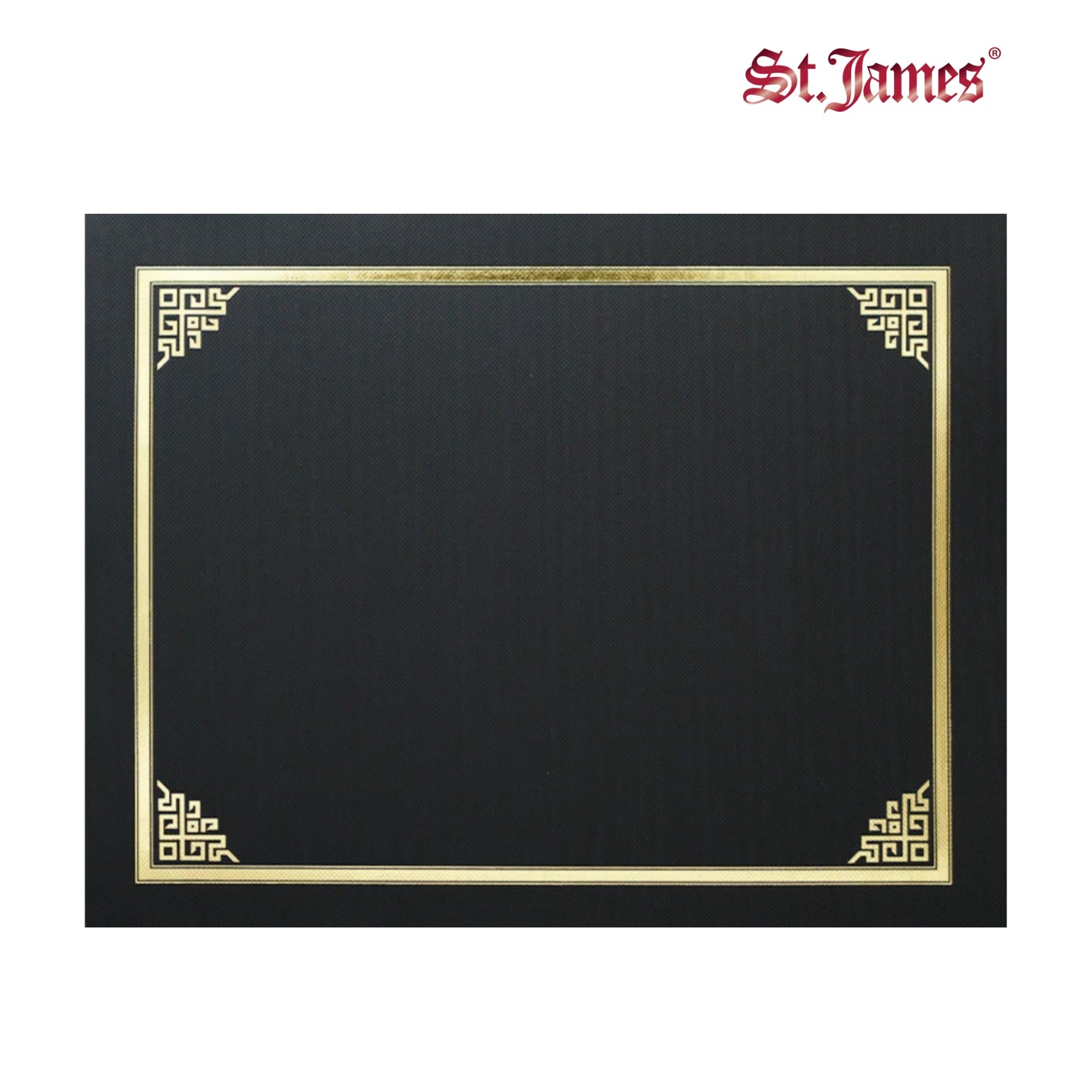 St. James® Certificate Holders/Document Covers/Diploma Holders, Black, Gold Foil Border, Linen Finish, Pack of 5, 83802