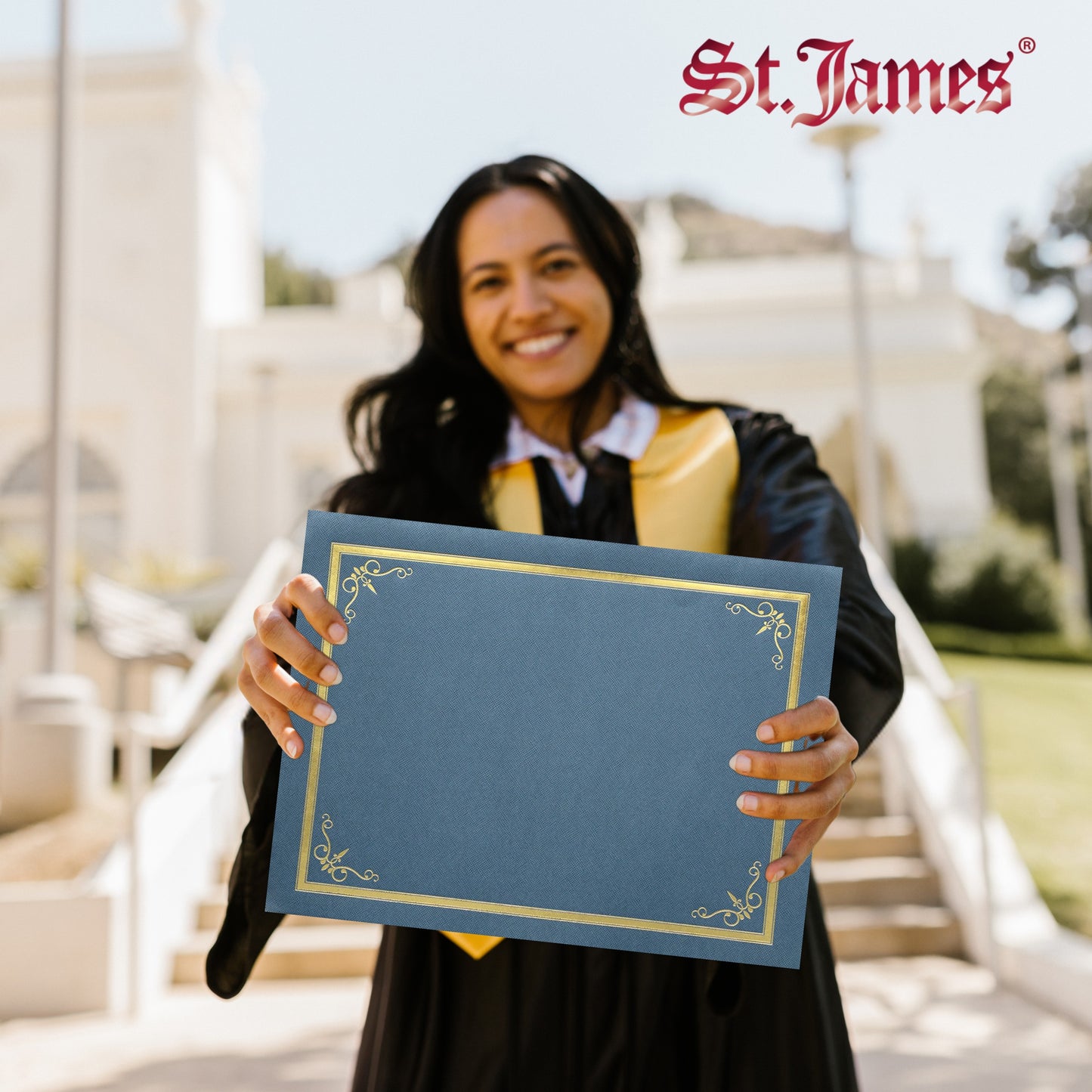 St. James® Certificate Holders/Document Covers/Diploma Holders, Navy Blue, Gold Foil Border, Linen Finish, Pack of 5, 83806