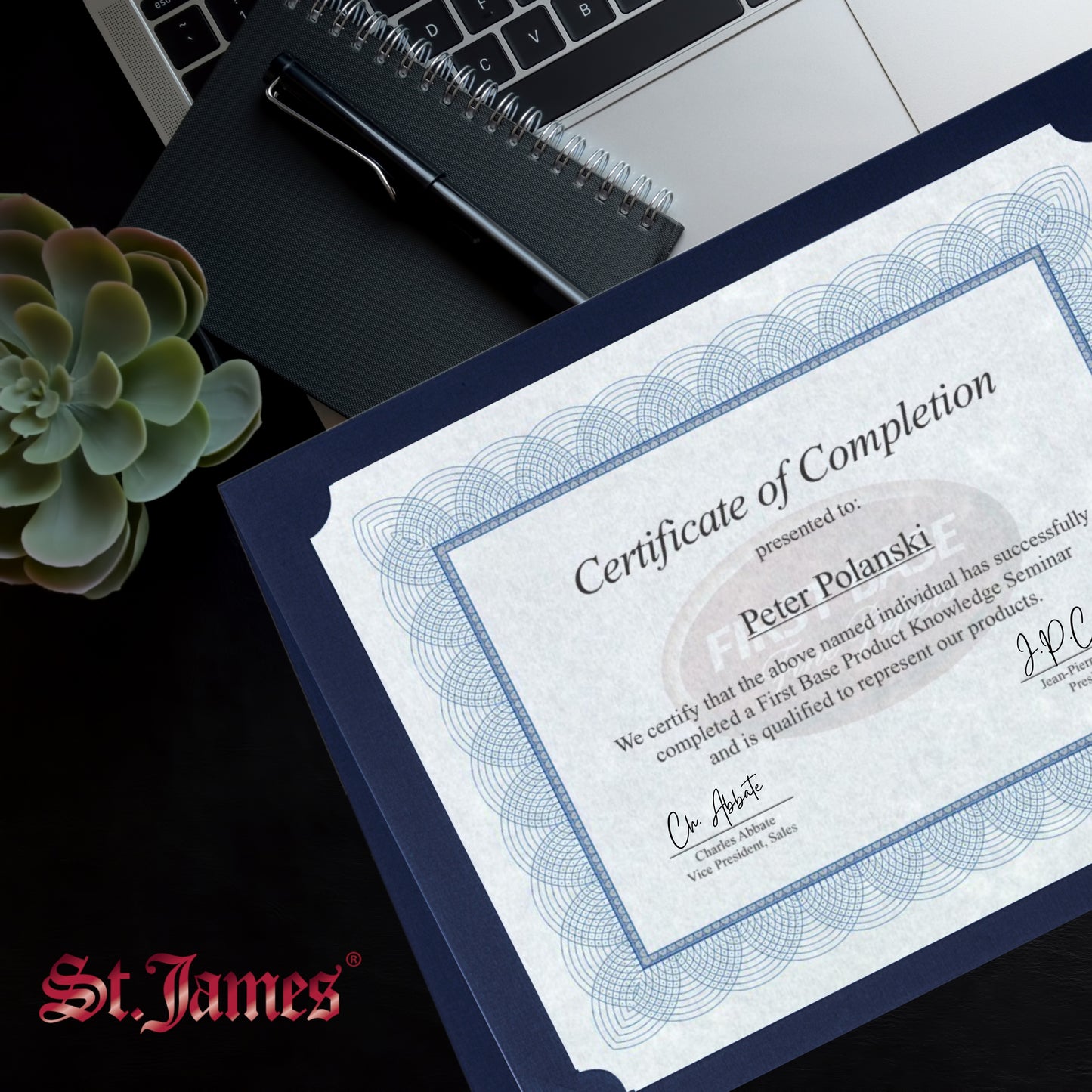 St. James® Certificate Holders/Document Covers/Diploma Holders, Navy Blue, Gold Foil Border, Linen Finish, Pack of 5, 83850