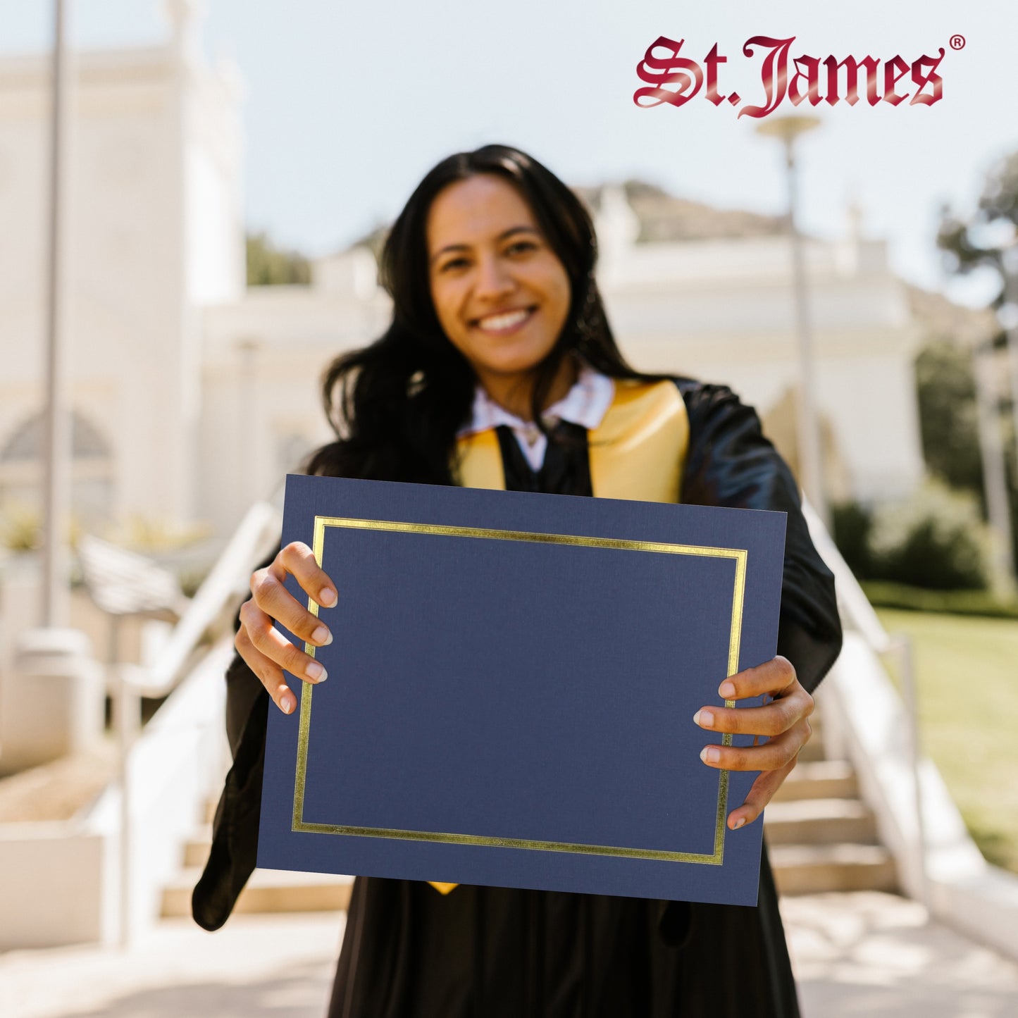 St. James® Certificate Holders/Document Covers/Diploma Holders, Navy Blue, Gold Foil Border, Linen Finish, Pack of 5, 83850