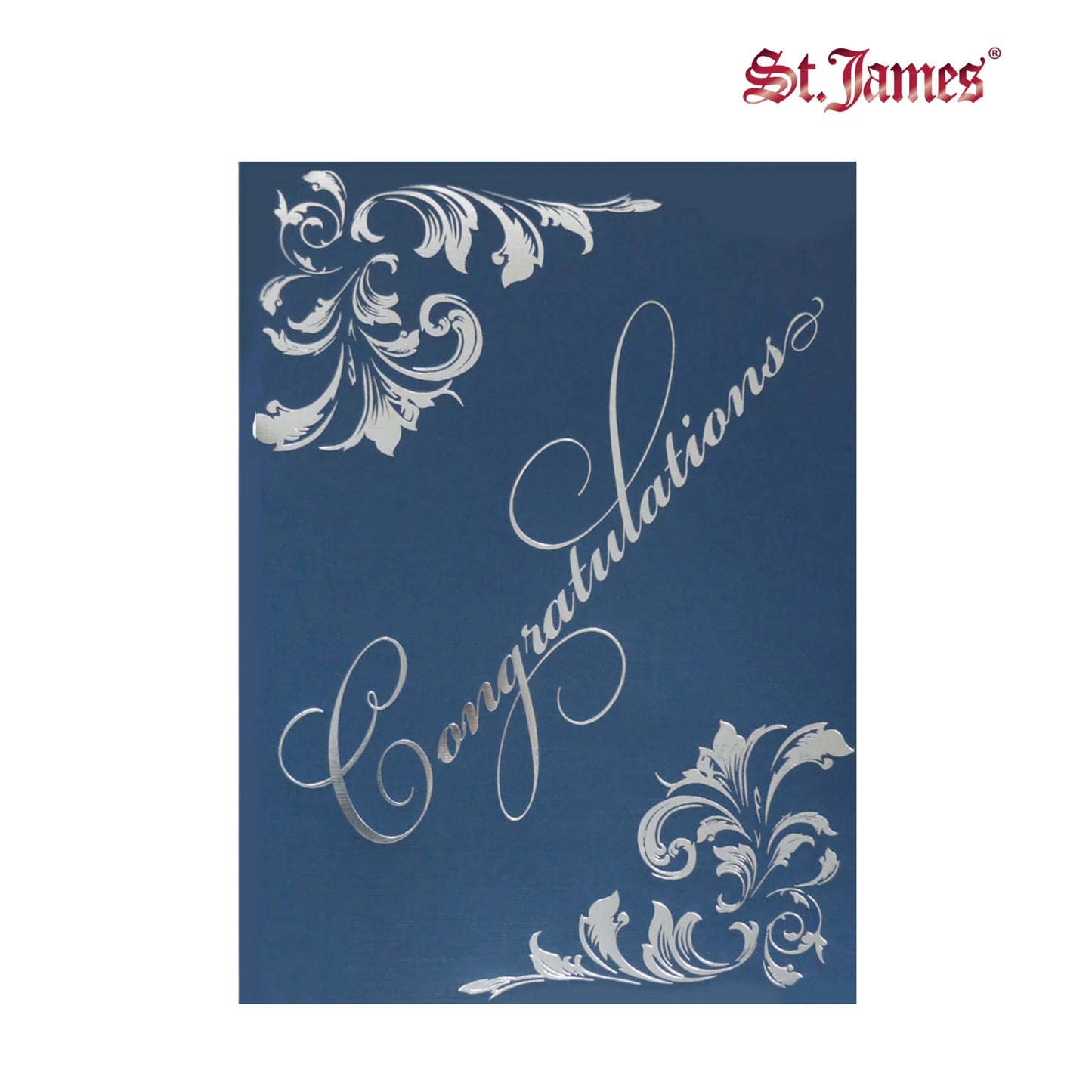 St. James® Certificate Holders with Gift Card Holder, Silver Foil Deco, Navy Blue, Pack of 5, 83541