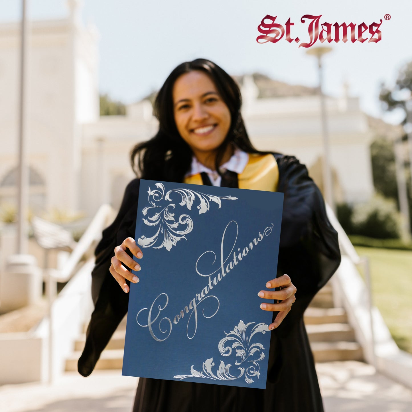 St. James® Certificate Holders with Gift Card Holder, Silver Foil Deco, Navy Blue, Pack of 5, 83541