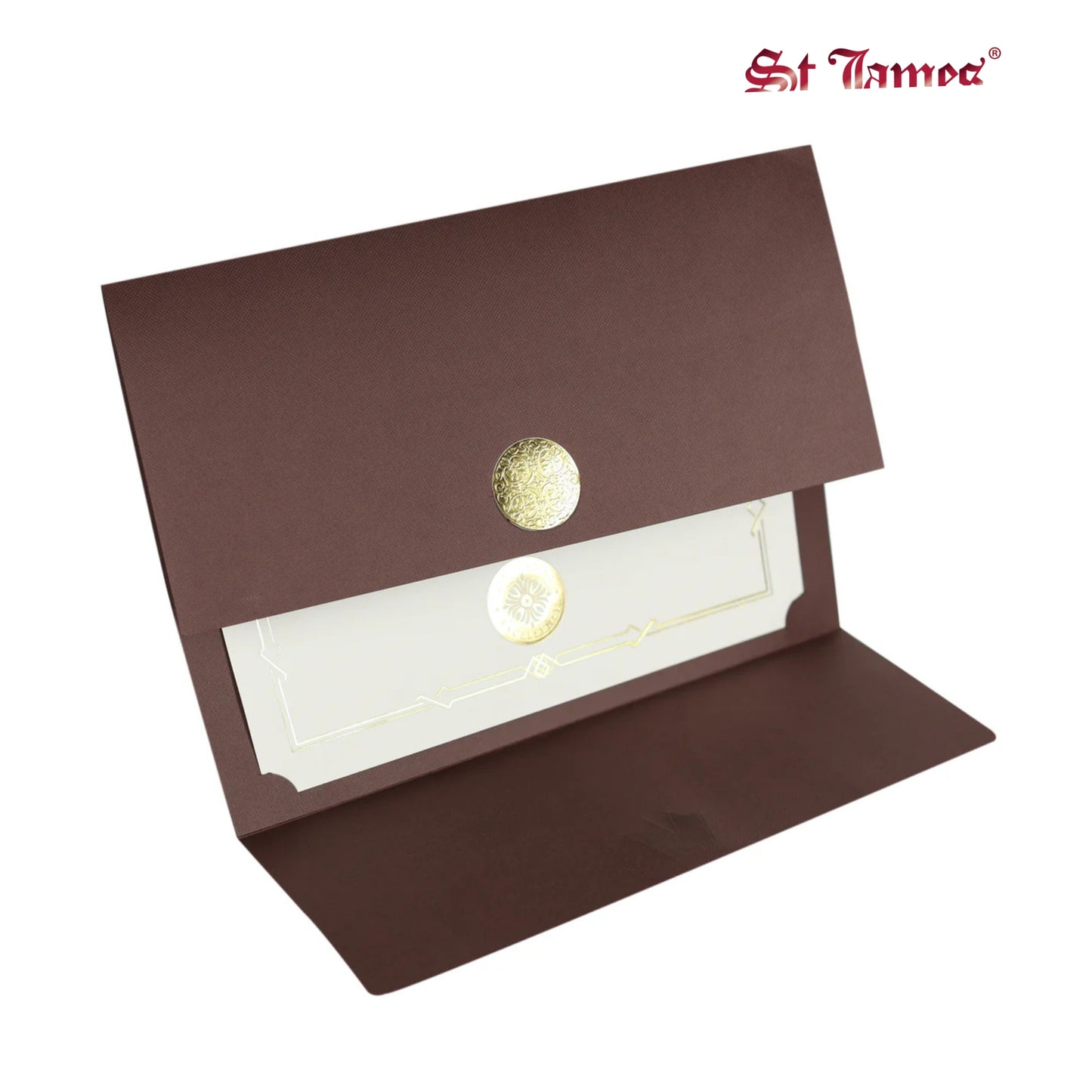 St. James® Certificate Holders/Document Covers/Diploma Holders, Brown, Gold Award Seal with Blue Ribbon, Pack of 5, 83826