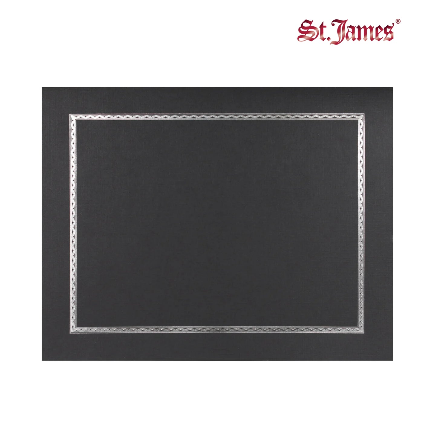St. James® Certificate Holders/Document Covers/Diploma Holders, Black, Silver Foil Border, Linen Finish, Pack of 5, 83849