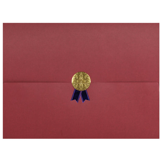 St. James® Certificate Holders/Document Covers/Diploma Holders, Burgundy, Gold Award Seal with Blue Ribbon, Pack of 5, 83817