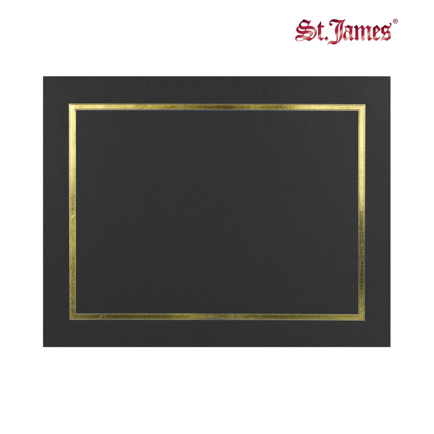 St. James® Certificate Holders/Document Covers/Diploma Holders, Black, Gold Foil Border, Linen Finish, Pack of 5, 83852