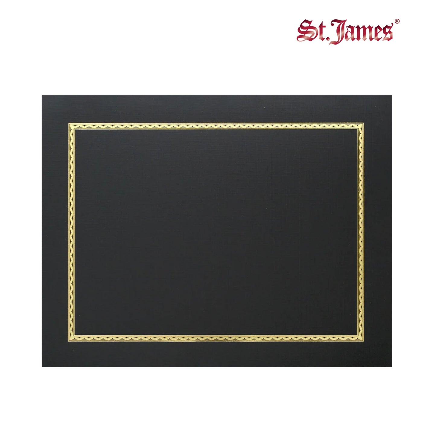St. James® Certificate Holders/Document Covers/Diploma Holders, Black, Gold Foil Border, Linen Finish, Pack of 5, 83848