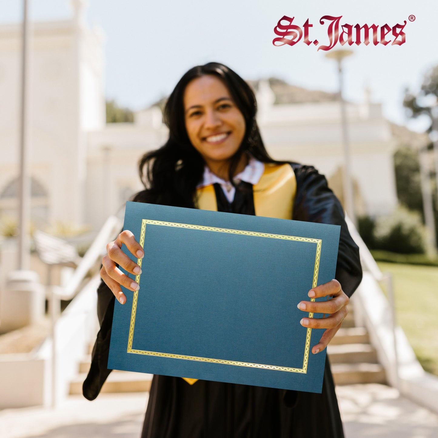 St. James® Certificate Holders/Document Covers/Diploma Holders, Navy Blue, Gold Foil Border, Linen Finish, Pack of 5, 83846