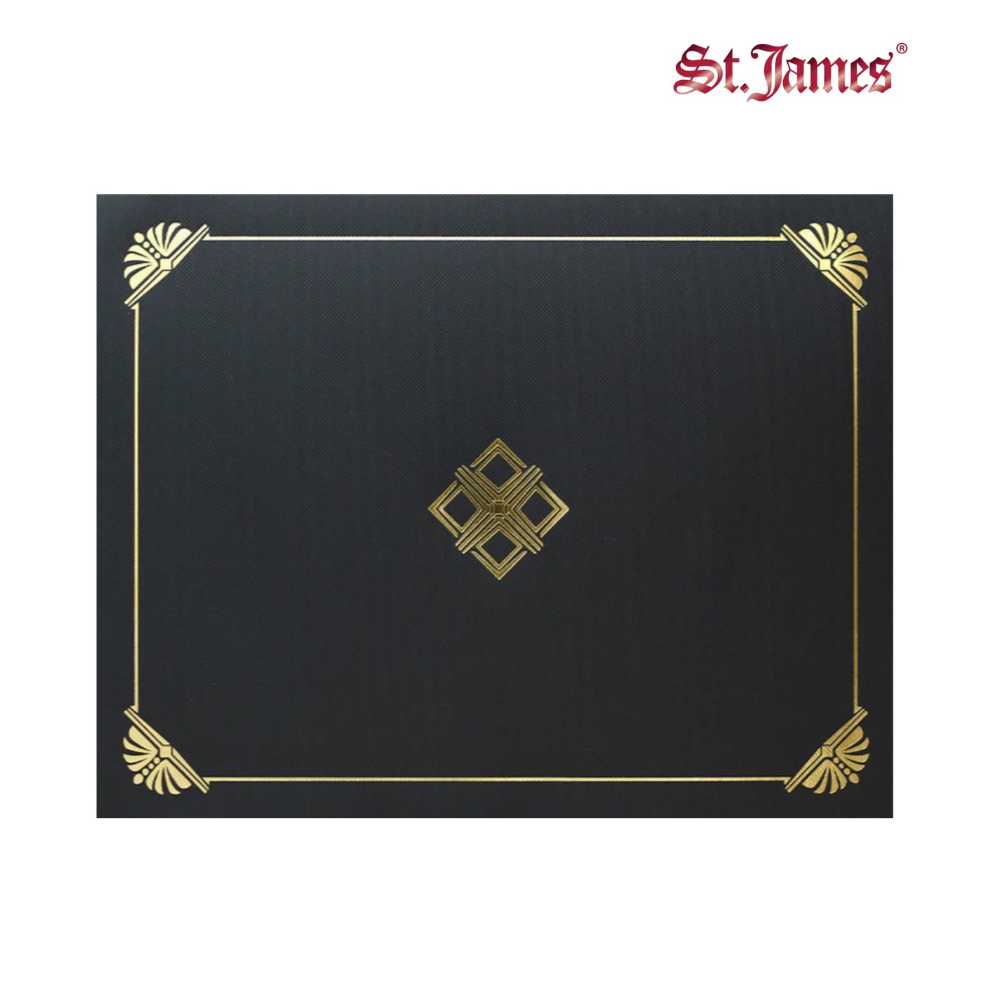 St. James® Certificate Holders/Document Covers/Diploma Holders, Black, Gold Foil, Linen Finish, Pack of 5, 83808