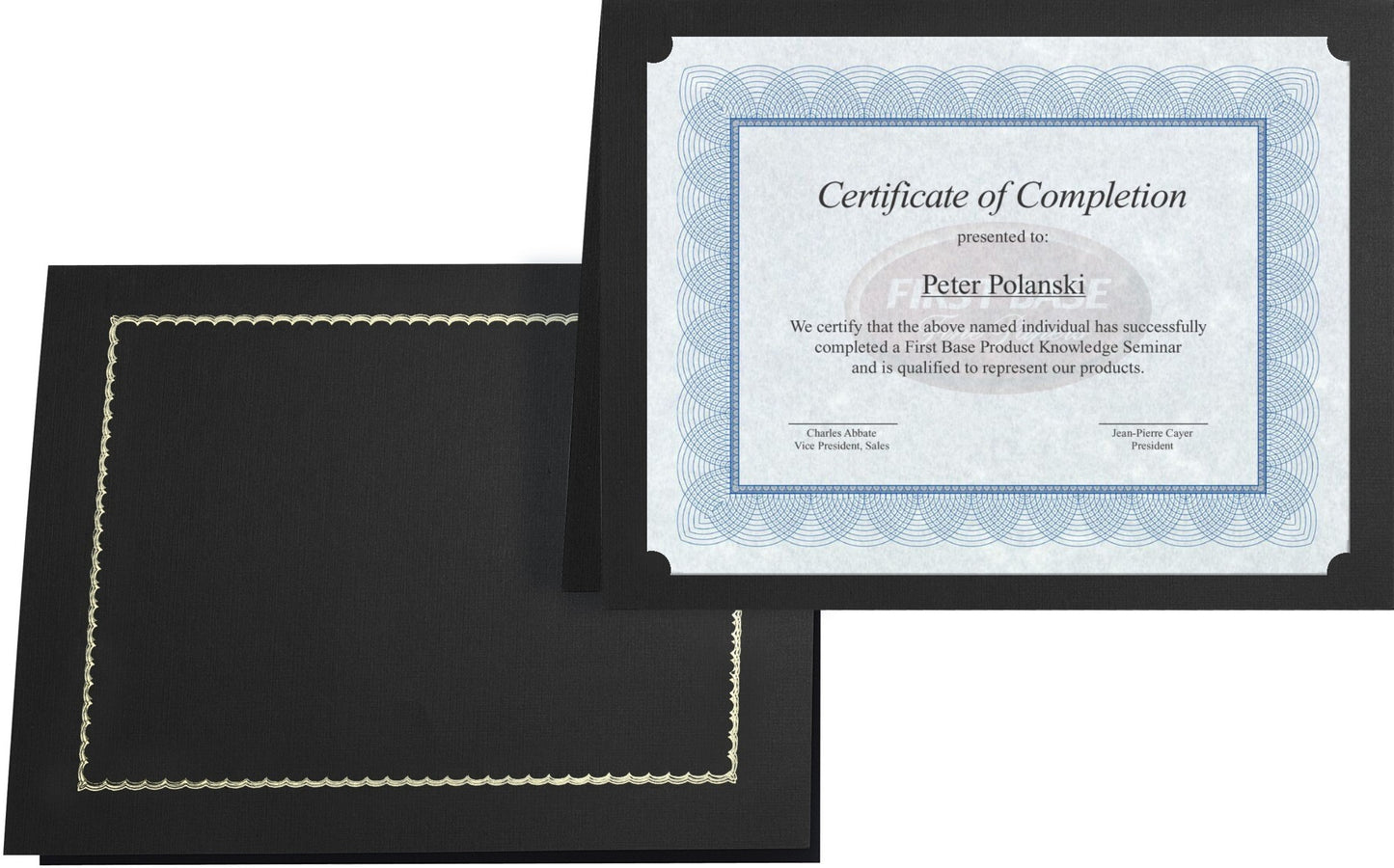 St. James® Classic Linen Certificate Holders with Gold Foil, Black, Pack of 5, 83464