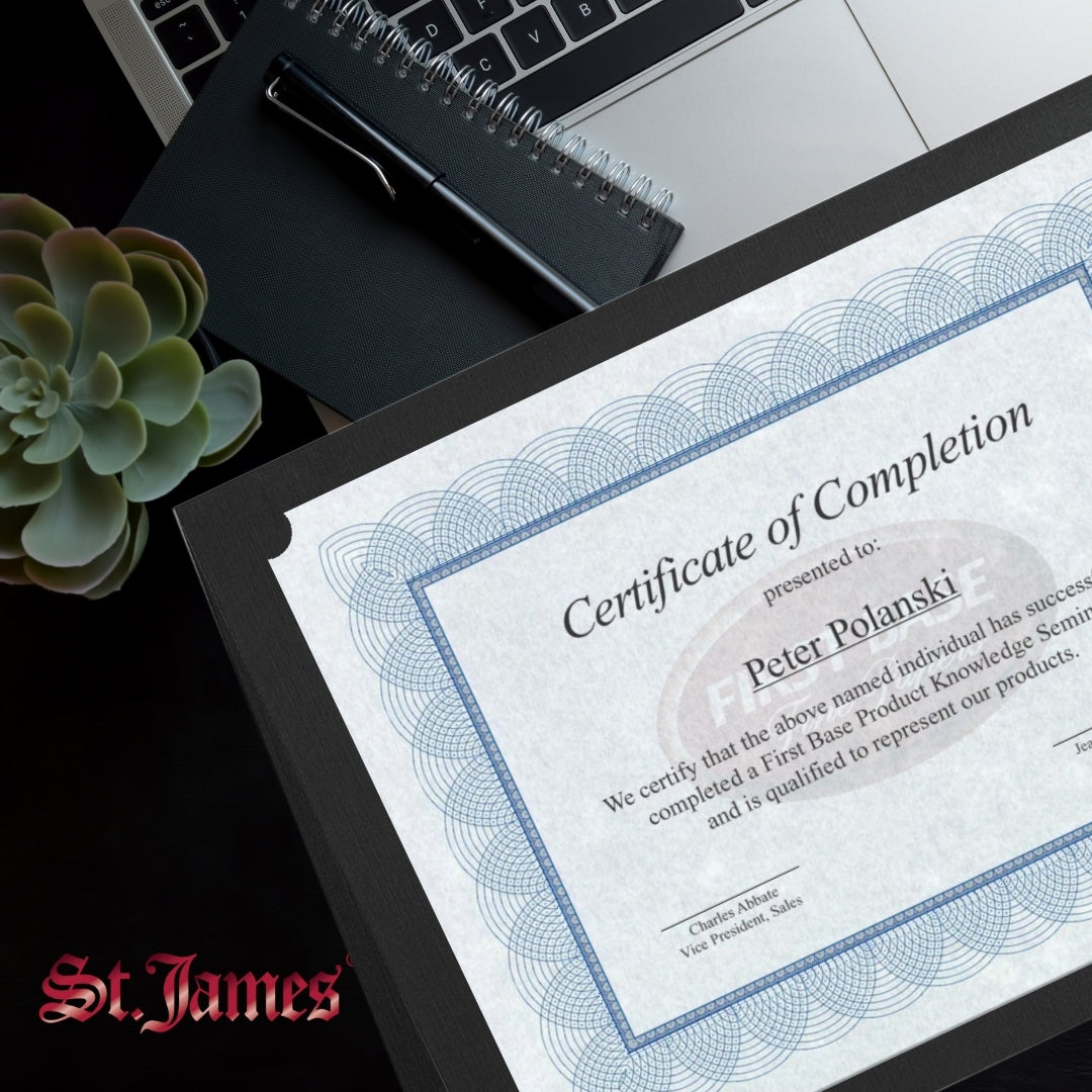 Porte-certificats en lin classique St. James® avec feuille d'or, noir, paquet de 5, 83464