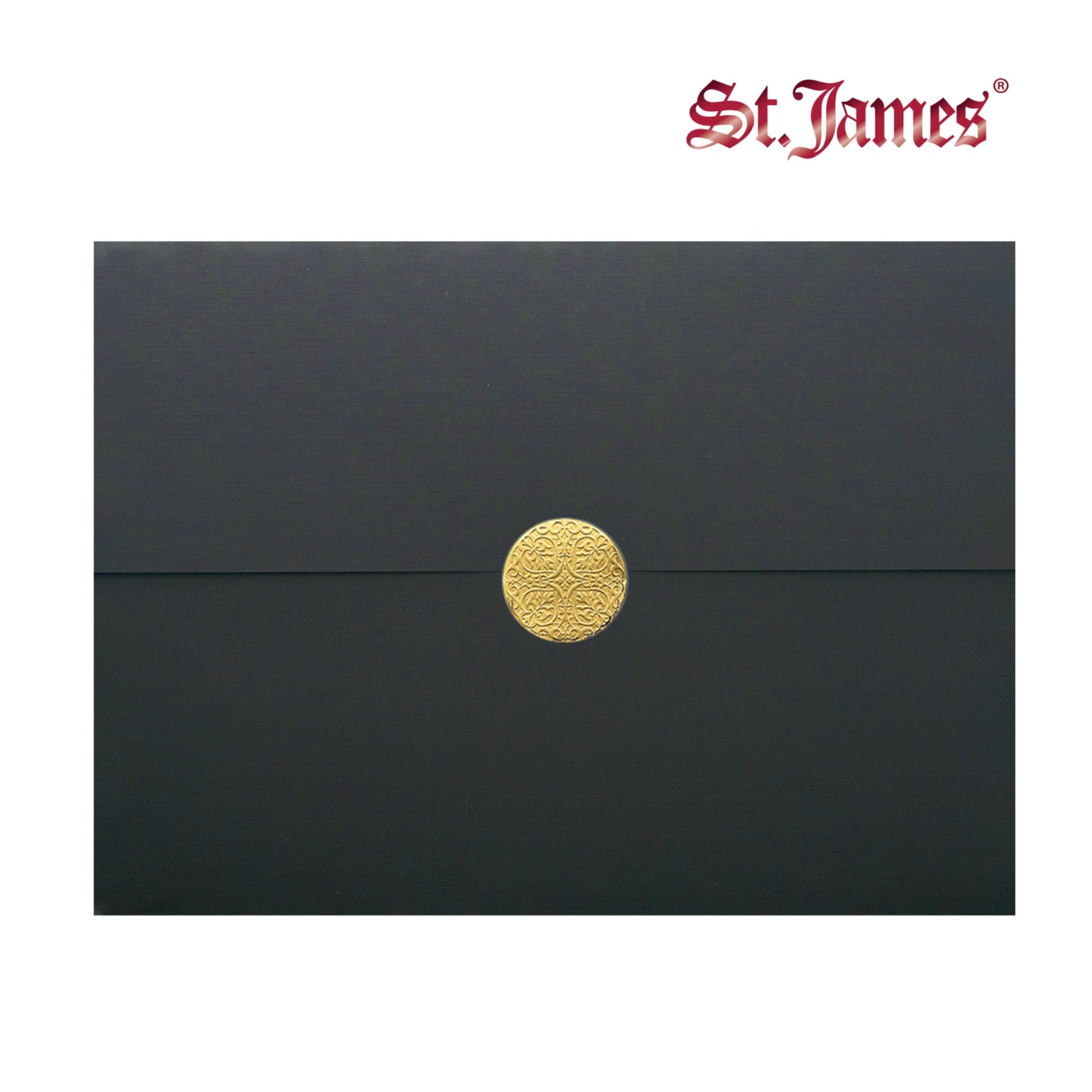 Porte-certificats St. James® Elite™ Medallion Fold, lin noir avec médaillon doré, paquet de 5, 83564