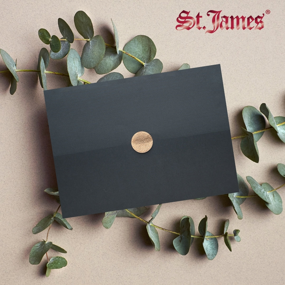 St. James® Elite™ Medallion Fold Certificate Holders, Black Linen with Copper Medallion, Pack of 5, 83570