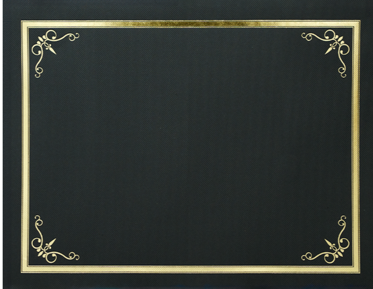 St. James® Porte-certificats/Couvertures de documents/Porte-diplômes, Noir, Bordure en feuille d'or, Finition lin, Paquet de 5, 83805