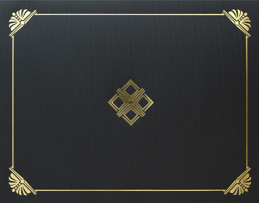 St. James® Porte-certificats/Couvertures de documents/Porte-diplômes, Noir, Feuille d'or, Finition lin, Paquet de 5, 83808