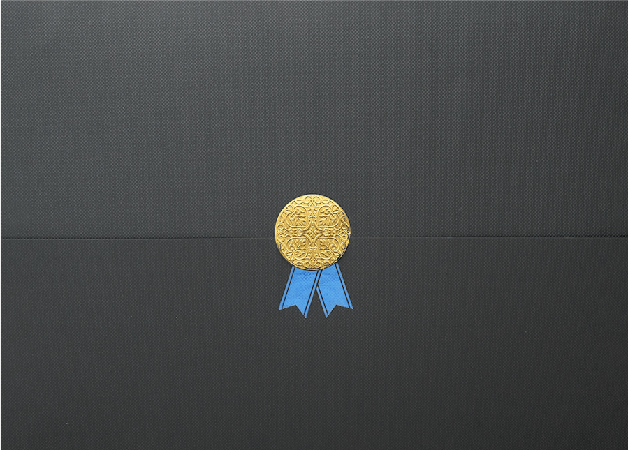 St. James® Certificate Holders / Document Covers/Diploma Holders, Black, Gold Award Seal with Blue Ribbon, Pack of 5, 83820