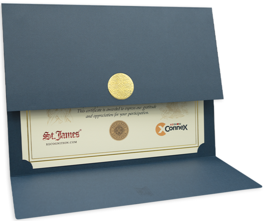 St. James® Certificate Holders/Document Covers/Diploma Holders, Navy Blue, Gold Award Seal with Single Red Ribbon, Pack of 5, 83838