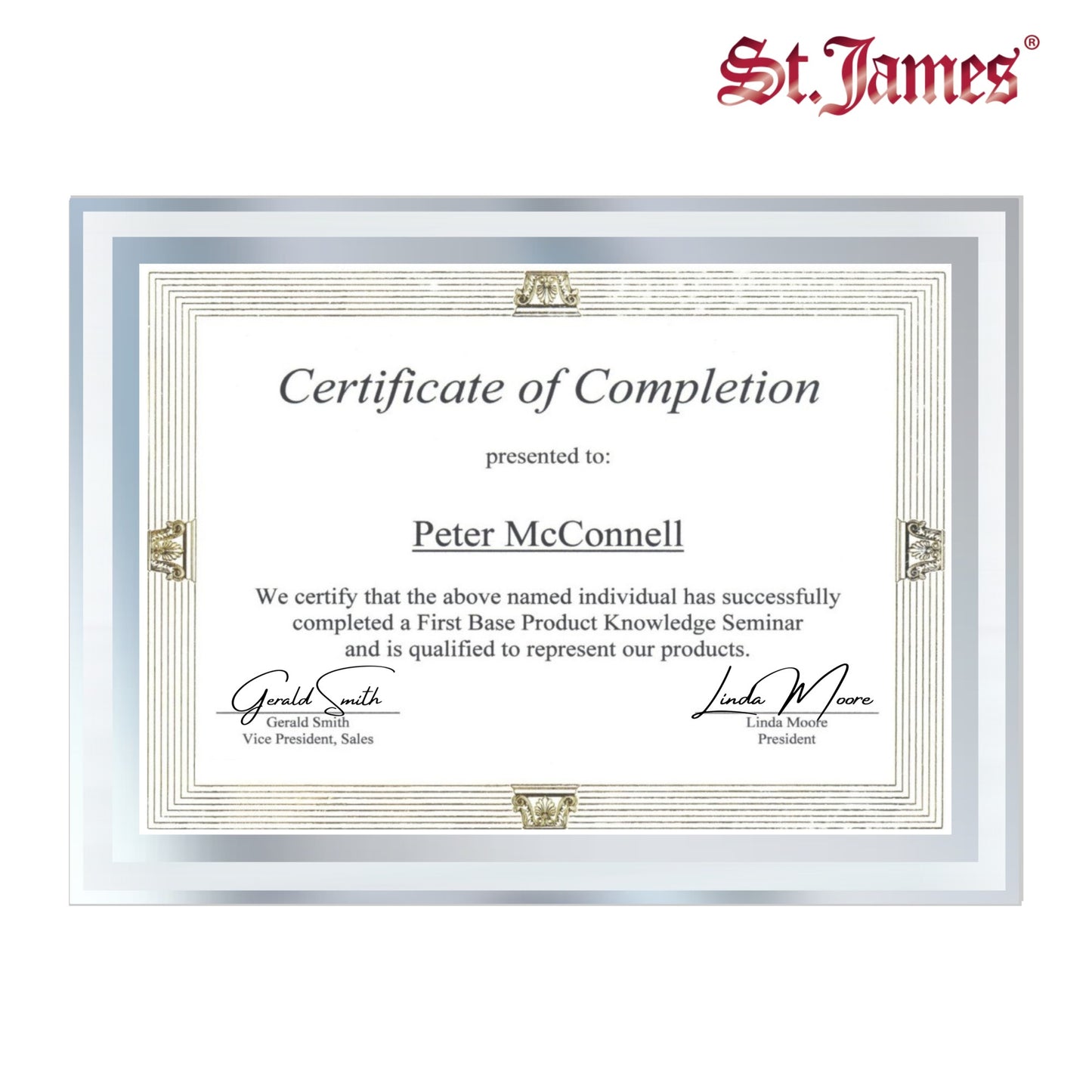 St. James® Certificate/Document/Diploma Glass Frame, 8.5x11", Clean Line Border, Silver Foil, Pack of 2, 83942
