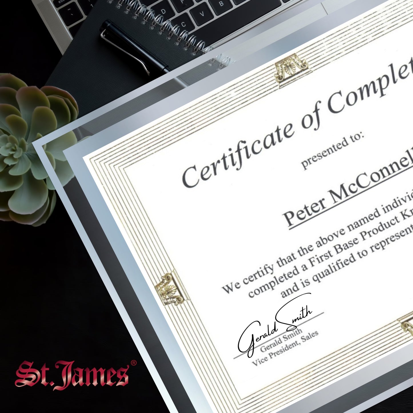 St. James® Certificate/Document/Diploma Glass Frame, 8.5x11", Clean Line Border, Silver Foil, Pack of 2, 83942