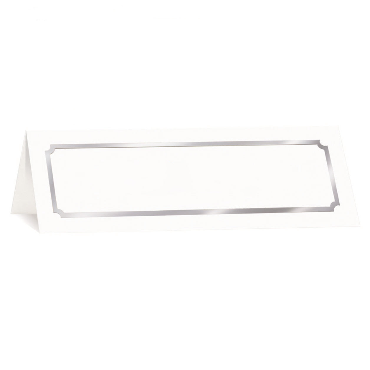 St. James® Overtures® Classic Tent Cards, White, Silver Foil, Fold to 8½ x 2¾", Pack of 50, 71440