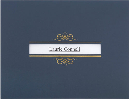 Porte-certificats St. James® avec fenêtre, lin, bleu marine, paquet de 5, 83538