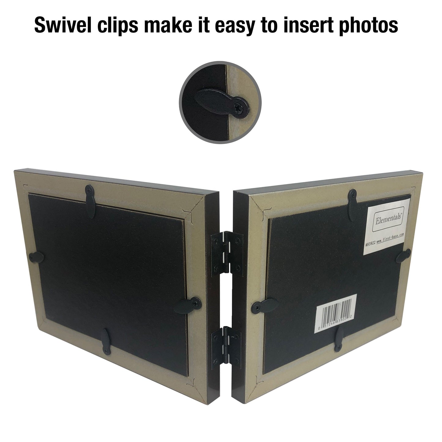Cadre photo double - Pour 2 photos 6x4" - Horizontal - Insertion facile - Moka satiné - Présentoir de table