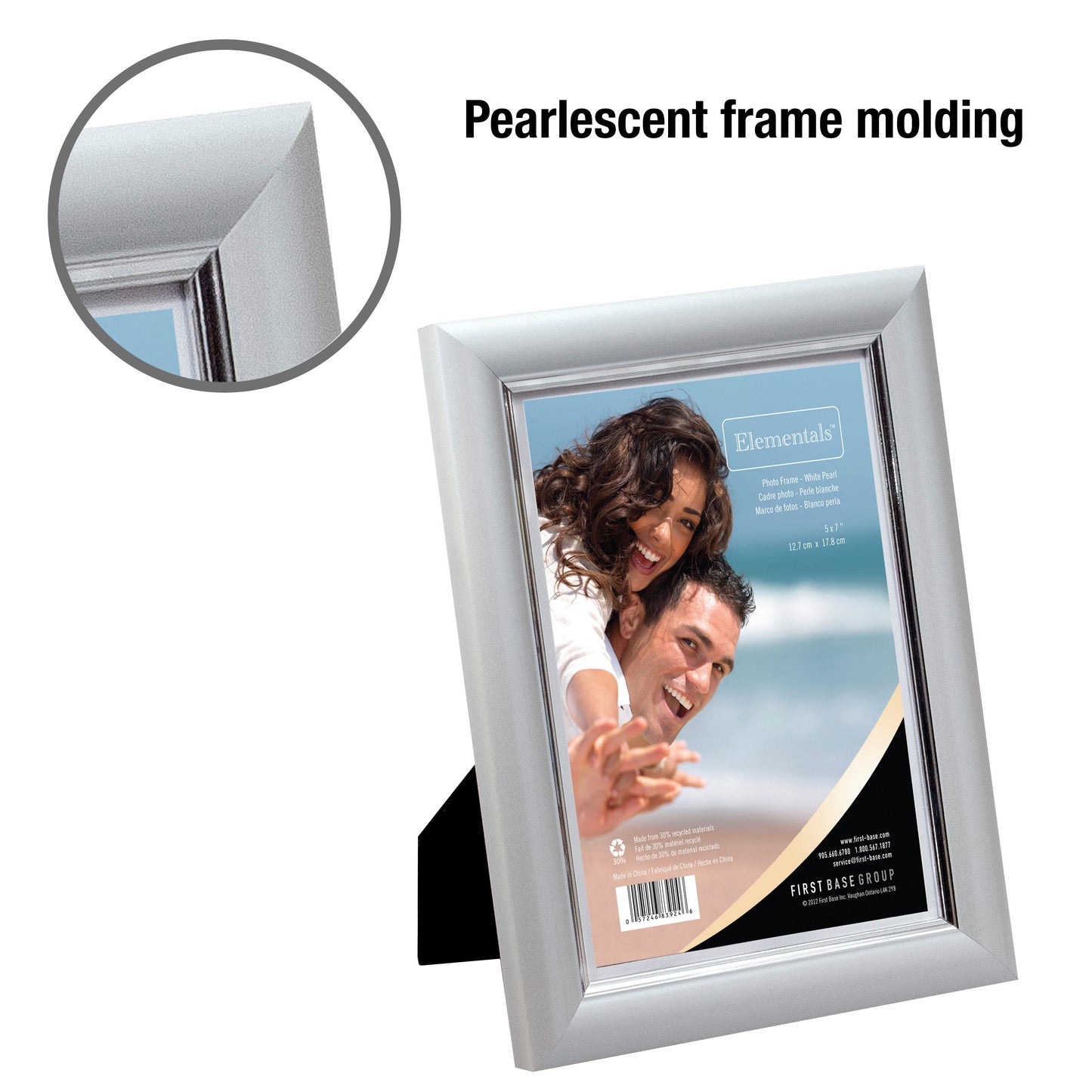 Cadre photo Cadre photo 5 x 7 po, insertion facile, perle blanche, présentoir de table/support mural