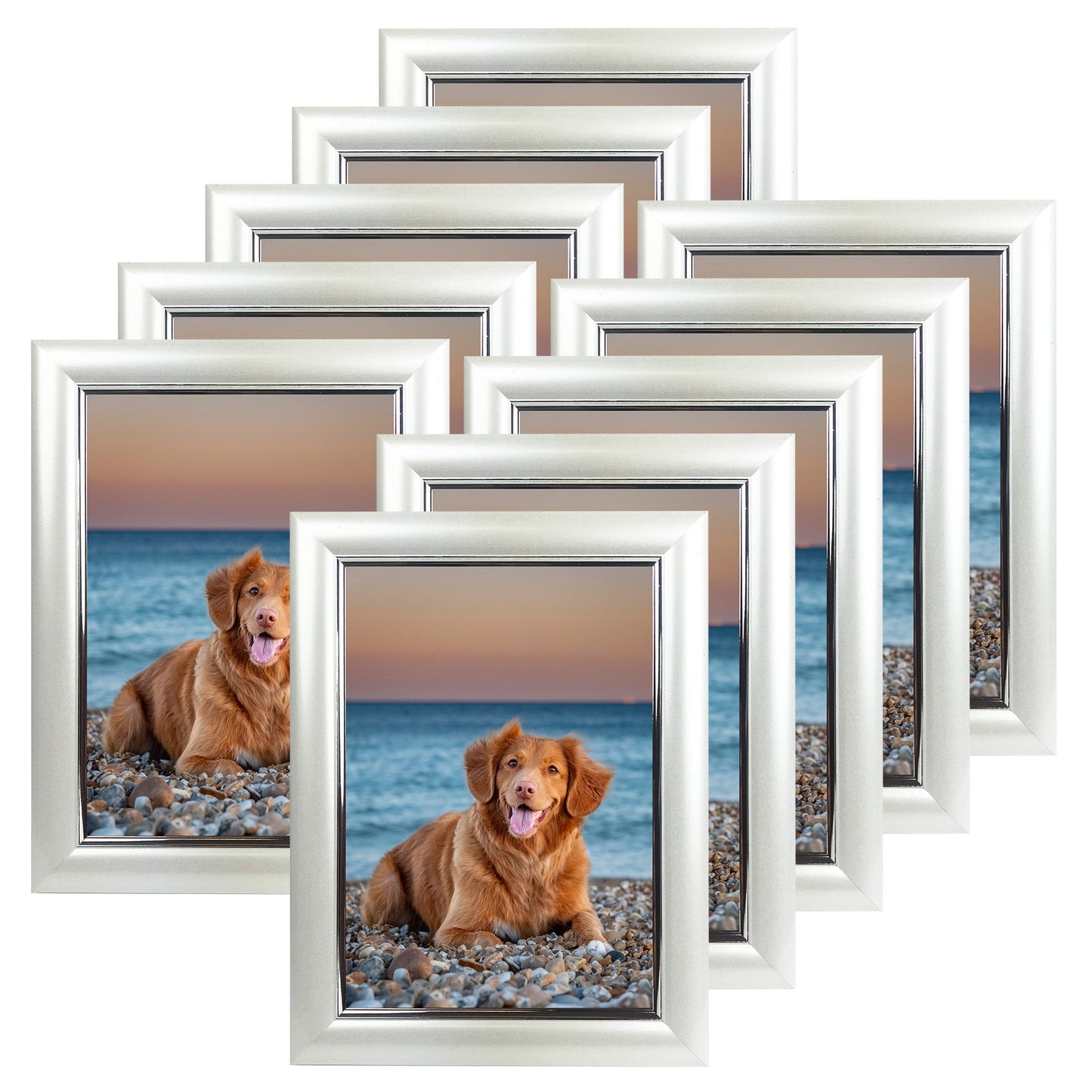 Cadre photo Cadre photo 5 x 7 po, insertion facile, perle blanche, présentoir de table/support mural
