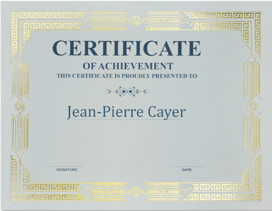 Certificats St. James® Premium Weight, Jazz Design, feuille d'or, ivoire, 65 lb, 8,5 x 11", paquet de 15, 83419