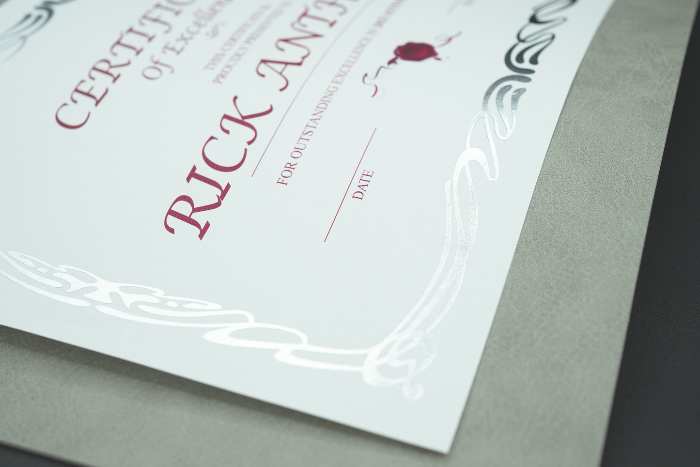 St. James® Elite™ Certificates. White Linen with Deco Silver Foil Design, Pack of 12, 83425