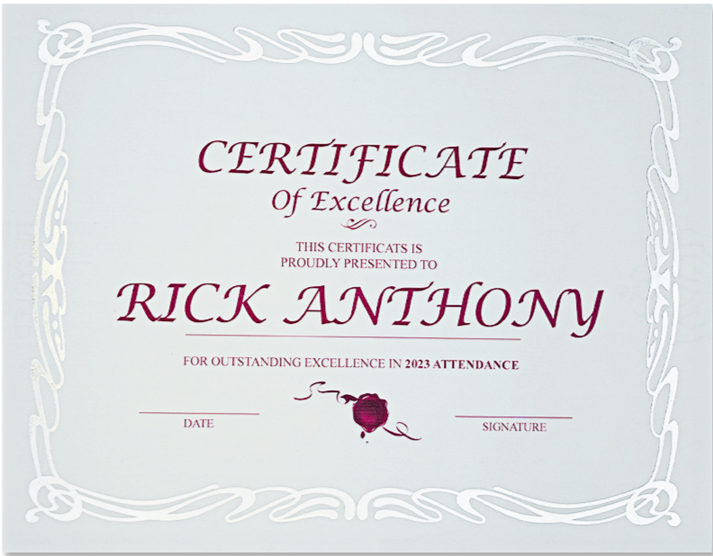 St. James® Elite™ Certificates. White Linen with Deco Silver Foil Design, Pack of 12, 83425