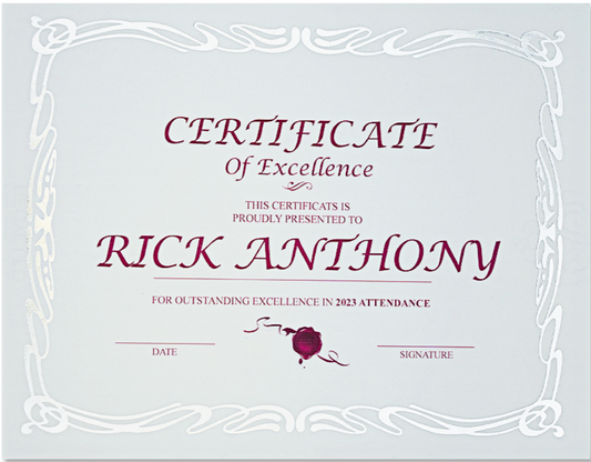 St. James® Elite™ Certificates. White Linen with Deco Silver Foil Design, Pack of 12, 83425