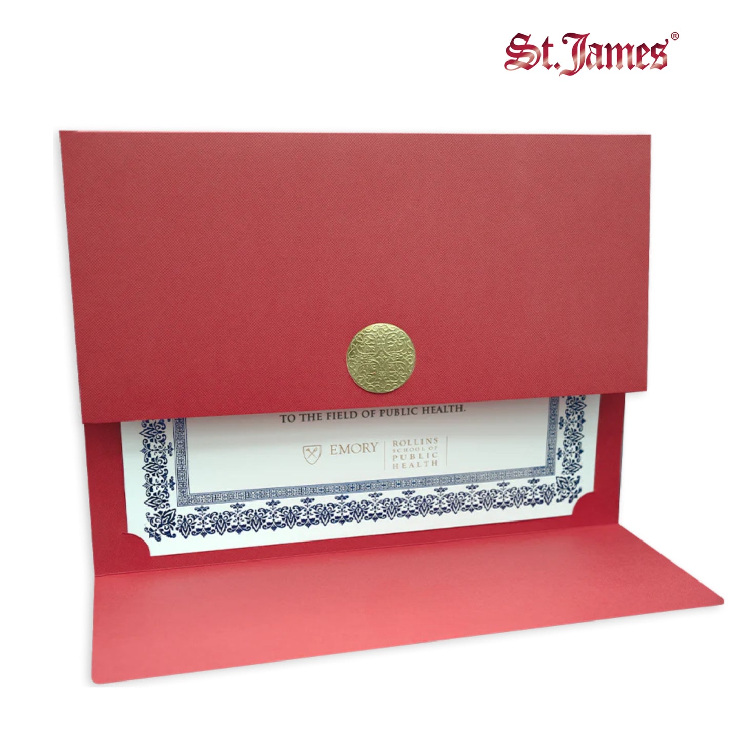 St. James® Certificate Holders/Document Covers/Diploma Holders, Red, Gold Award Seal with Blue Ribbon, Pack of 5, 83829