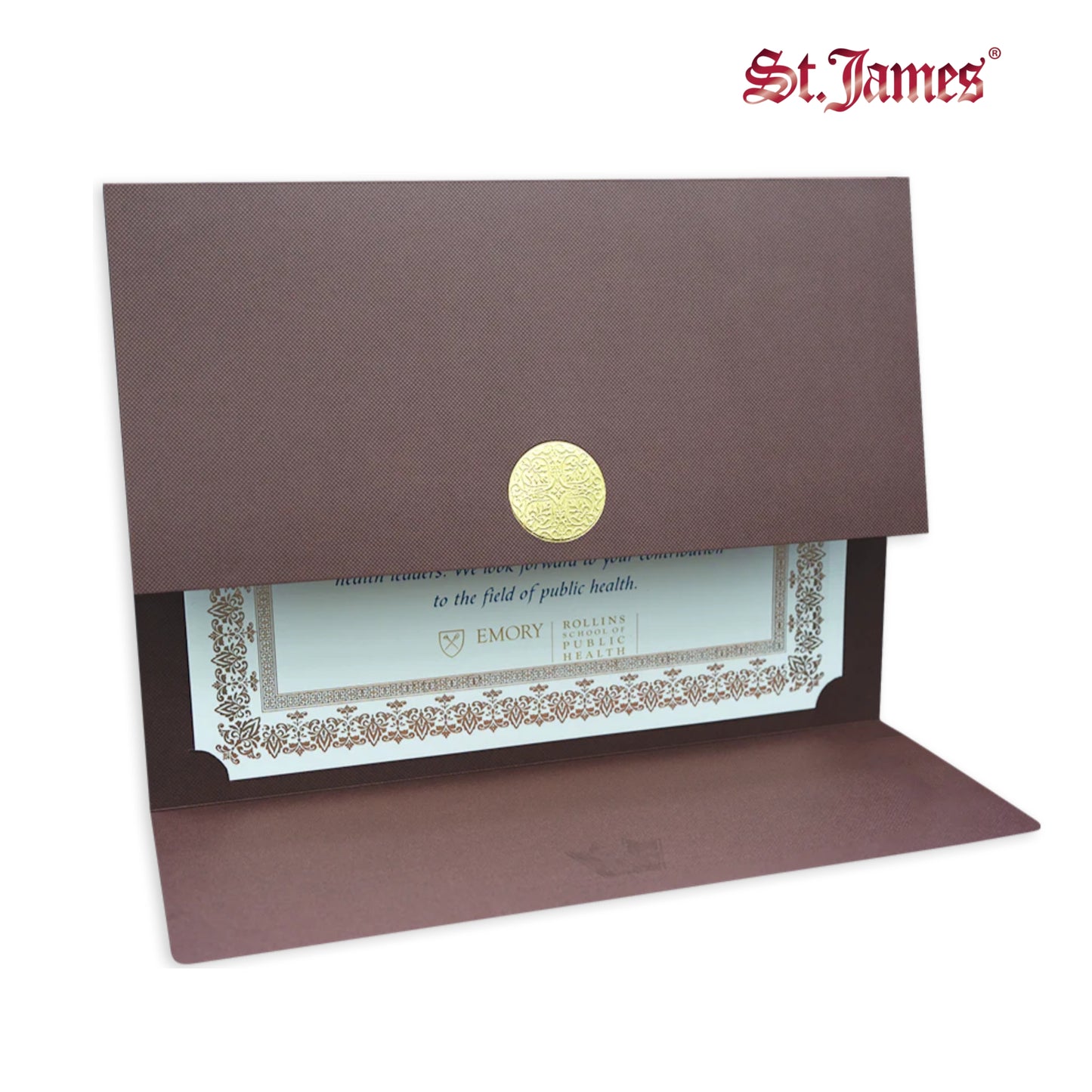 St. James® Certificate Holders/Document Covers/Diploma Holders, Brown, Gold Award Seal with Red Ribbon, Pack of 5, 83827