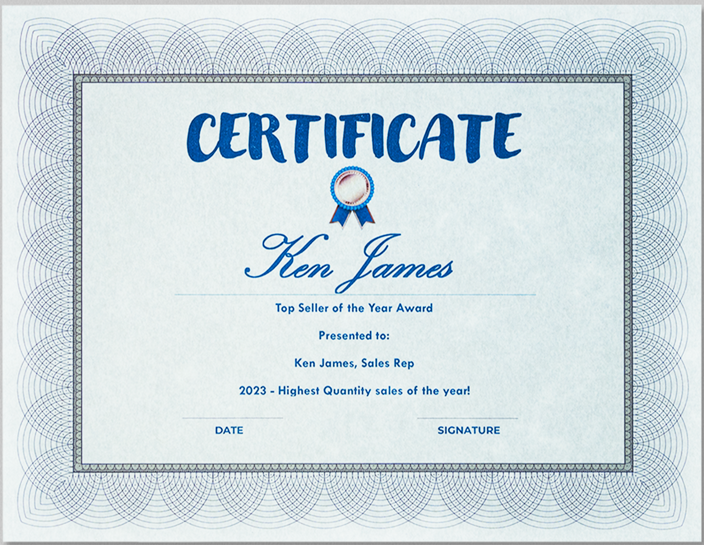 Certificats St. James®, papier de 24 lb, bleu régent, paquet de 100, 83500