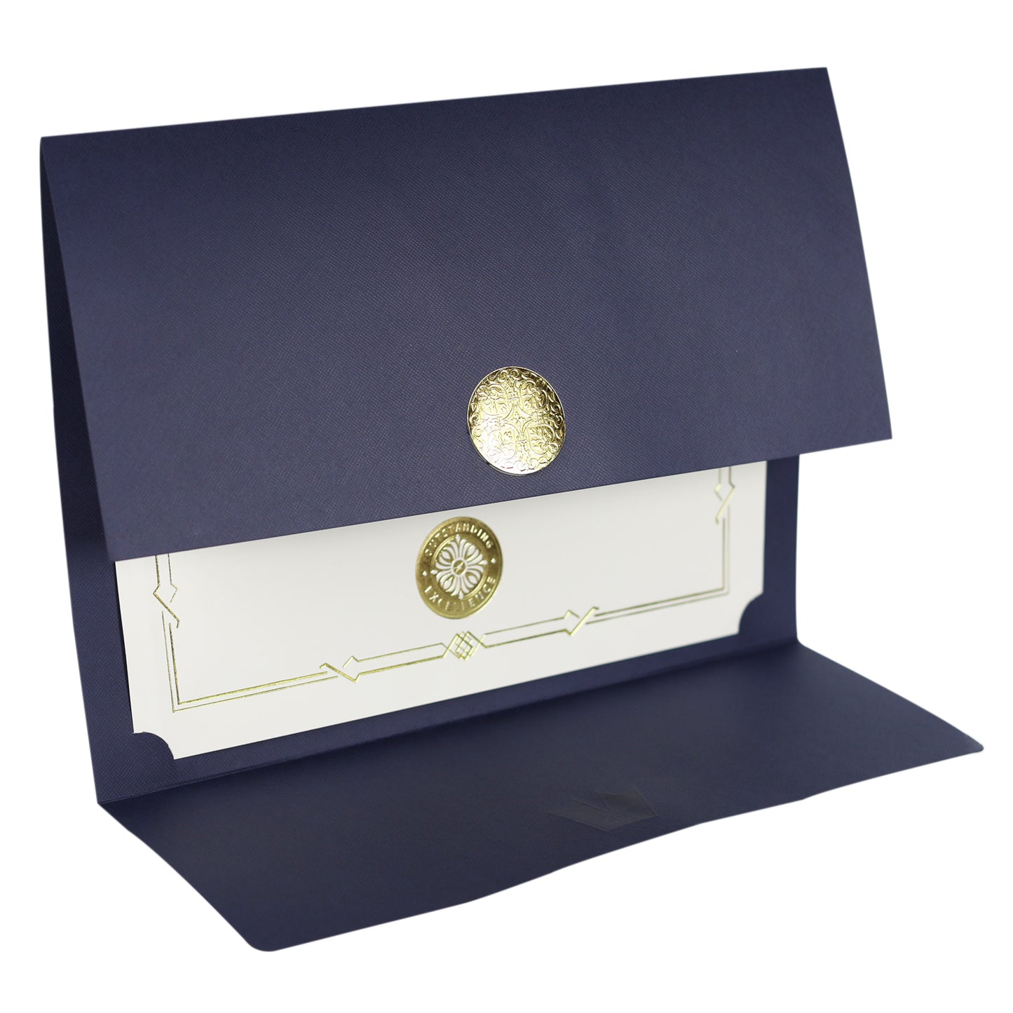 St. James® Porte-certificats/Couvertures de documents/Porte-diplômes, Bleu marine, Sceau d'or avec ruban bleu, Paquet de 5, 83814