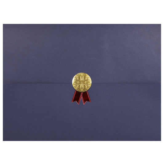 St. James® Porte-certificats/Couvertures de documents/Porte-diplômes, Bleu marine, Sceau d'or avec ruban rouge, Paquet de 5, 83815