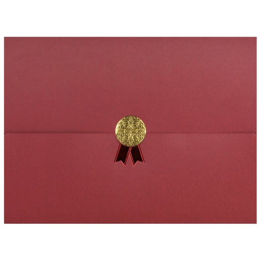 St. James® Porte-certificats/Couvertures de documents/Porte-diplômes, Bordeaux, Sceau d'or avec ruban rouge, Paquet de 5, 83818