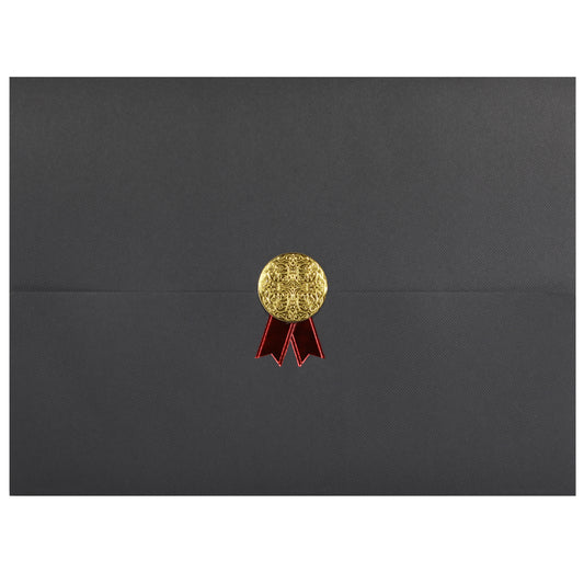 St. James® Certificate Holders/Document Covers/Diploma Holders, Black, Gold Award Seal with Red Ribbon, Pack of 5, 83821