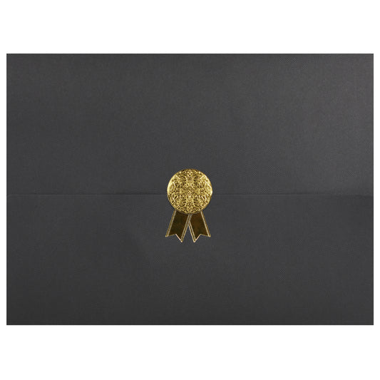 St. James® Certificate Holders/Document Covers/Diploma Holders, Black, Gold Award Seal with Gold Ribbon, Pack of 5, 83822