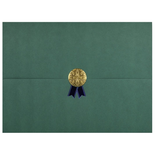 St. James® Certificate Holders/Document Covers/Diploma Holders, Green, Gold Award Seal with Blue Ribbon, Pack of 5, 83823