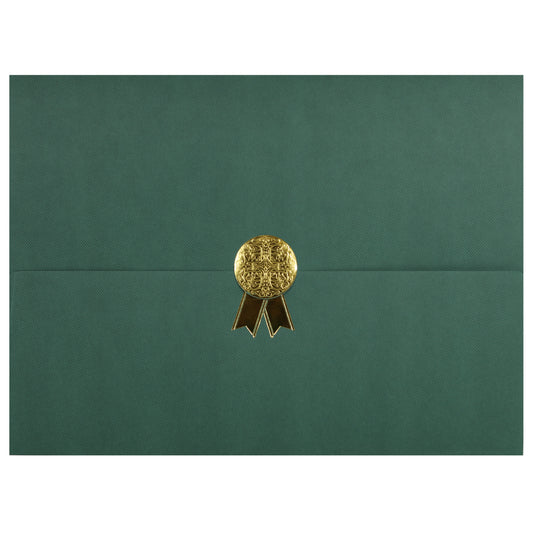 St. James® Certificate Holders/Document Covers/Diploma Holders, Green, Gold Award Seal with Gold Ribbon, Pack of 5, 83825
