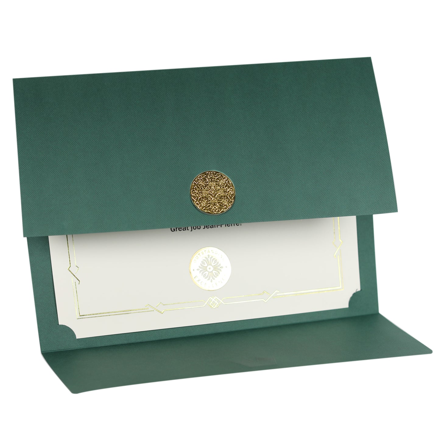 St. James® Certificate Holders/Document Covers/Diploma Holders, Green, Gold Award Seal with Gold Ribbon, Pack of 5, 83825