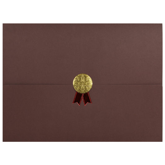 St. James® Certificate Holders/Document Covers/Diploma Holders, Brown, Gold Award Seal with Red Ribbon, Pack of 5, 83827