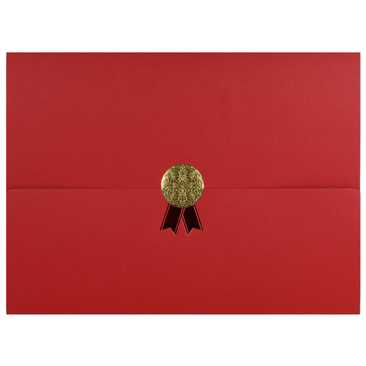 St. James® Certificate Holders/Document Covers/Diploma Holders, Red, Gold Award Seal with Red Ribbon, Pack of 5, 83830