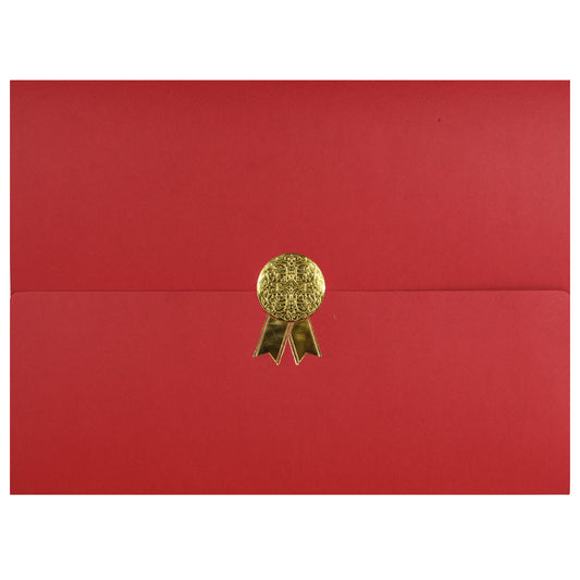 St. James® Certificate Holders/Document Covers/Diploma Holders, Red, Gold Award Seal with Gold Ribbon, Pack of 5, 83831