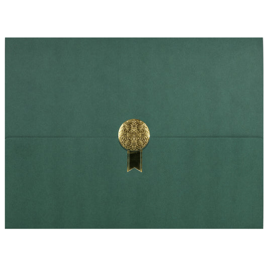 St. James® Certificate Holders/Document Covers/Diploma Holders, Green, Gold Award Seal with Single Gold Ribbon, Pack of 5, 83832