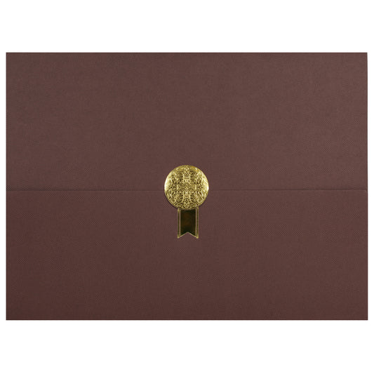 St. James® Porte-certificats/Couvertures de documents/Porte-diplômes, Marron, Sceau de récompense doré avec ruban doré unique, Paquet de 5, 83833