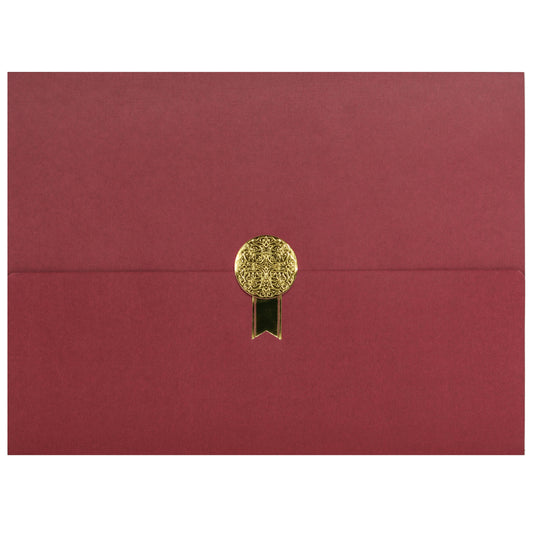 St. James® Porte-certificats/Couvertures de documents/Porte-diplômes, Bordeaux, Sceau de récompense doré avec ruban doré unique, Paquet de 5, 83834