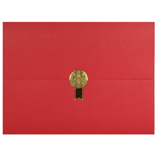 St. James® Certificate Holders/Document Covers/Diploma Holders, Red, Gold Award Seal with Single Gold Ribbon, Pack of 5, 83835